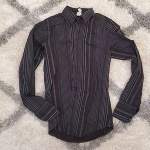 Men's Black Pin Stripe Button Up Shirt